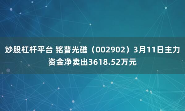 炒股杠杆平台 铭普光磁（002902）3月11日主力资金净卖出3618.52万元