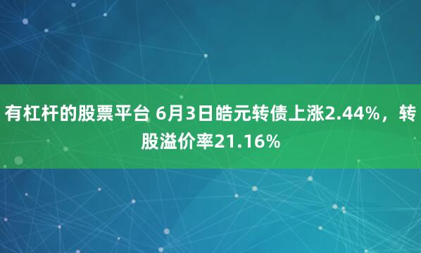 有杠杆的股票平台 6月3日皓元转债上涨2.44%，转股溢价率21.16%