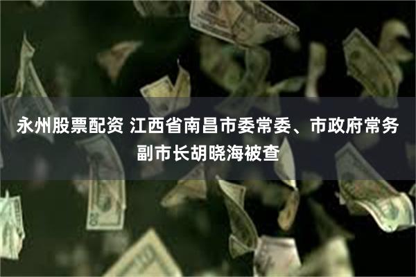 永州股票配资 江西省南昌市委常委、市政府常务副市长胡晓海被查