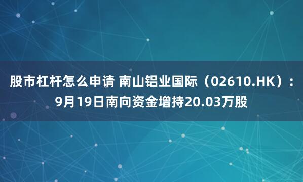 股市杠杆怎么申请 南山铝业国际（02610.HK）：9月19日南向资金增持20.03万股